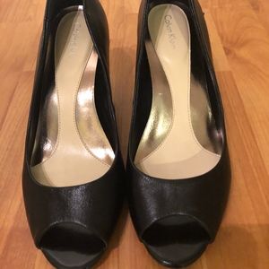 Black Calvin Klein Peep-Toe Heels